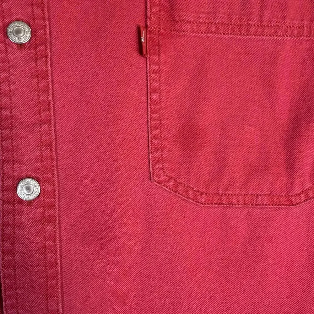 Vintage Levis Jeans Denim Shirt Mens XXL Red Metal Button Western Red Tab 90s